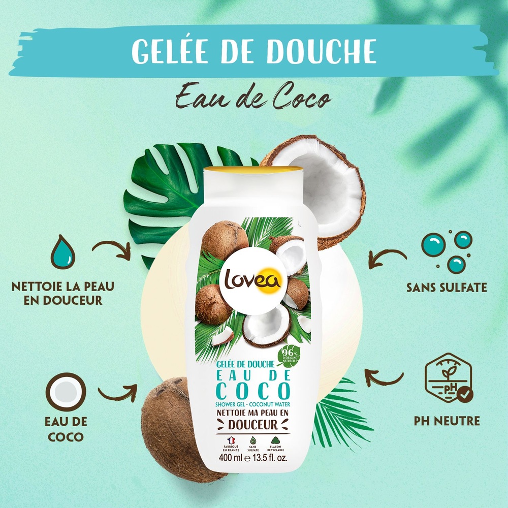 lovea Gelée de Douche Eau de coco Gelée de Douche