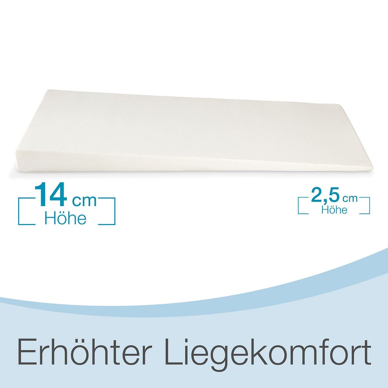 Aktivshop Bettkeil-Topper Reflux, Orthopädisches Matratzen-Keilkissen zur Bettneigung, Keilmatratze, Schräg schlafen: Keilförmige-Matratzenauflage, Erhöhungskeil, Bezug waschbar (90 x 190 cm)