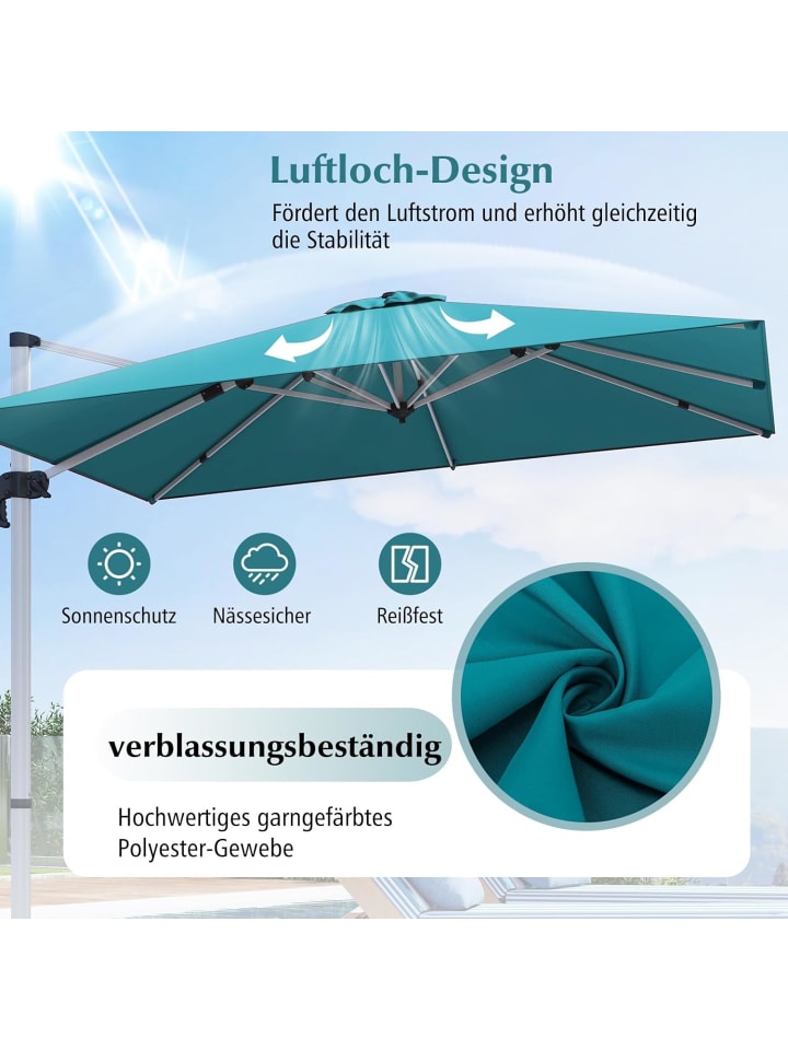 COSTWAY Sonnenschirm rechteckig 300x300cm in Blau günstig kaufen onesize