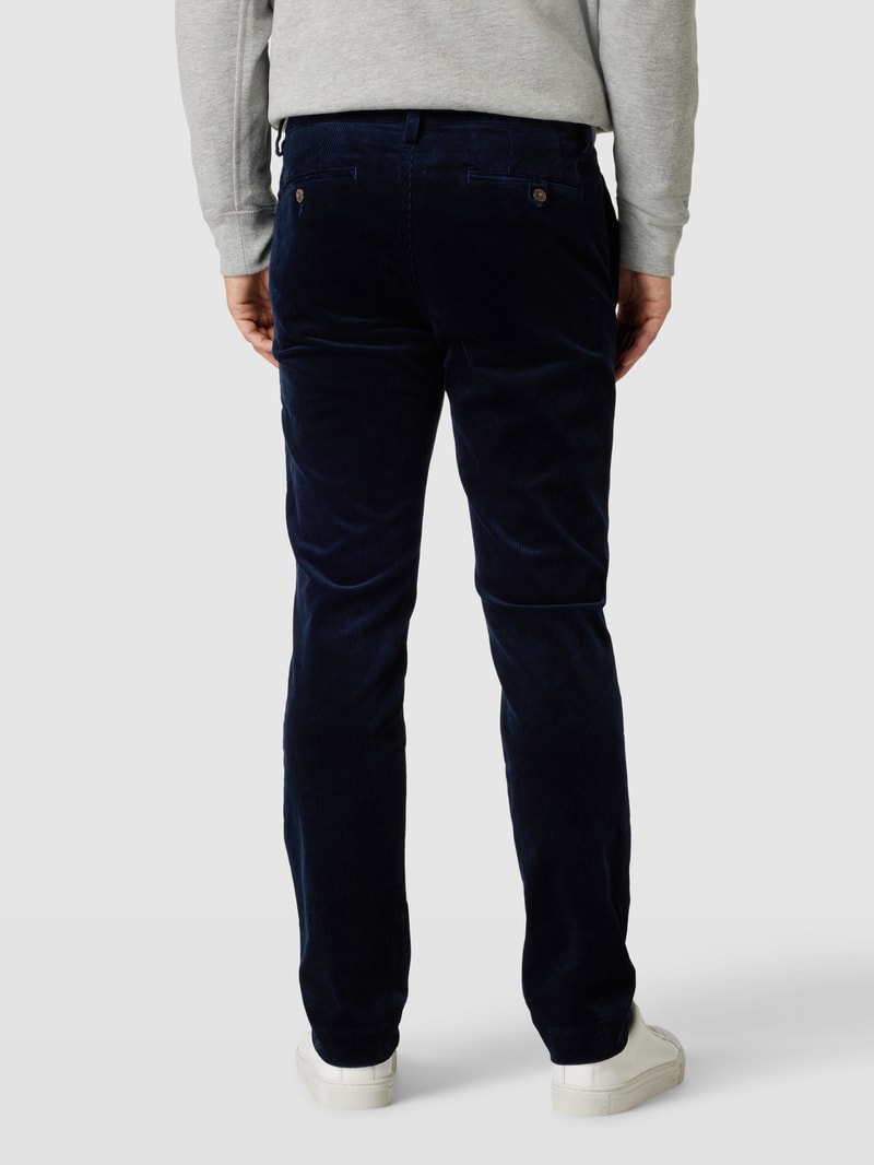 Slim Stretch Fit Cordhose mit Knopfverschluss Modell 'BEDFORD' in marineblau