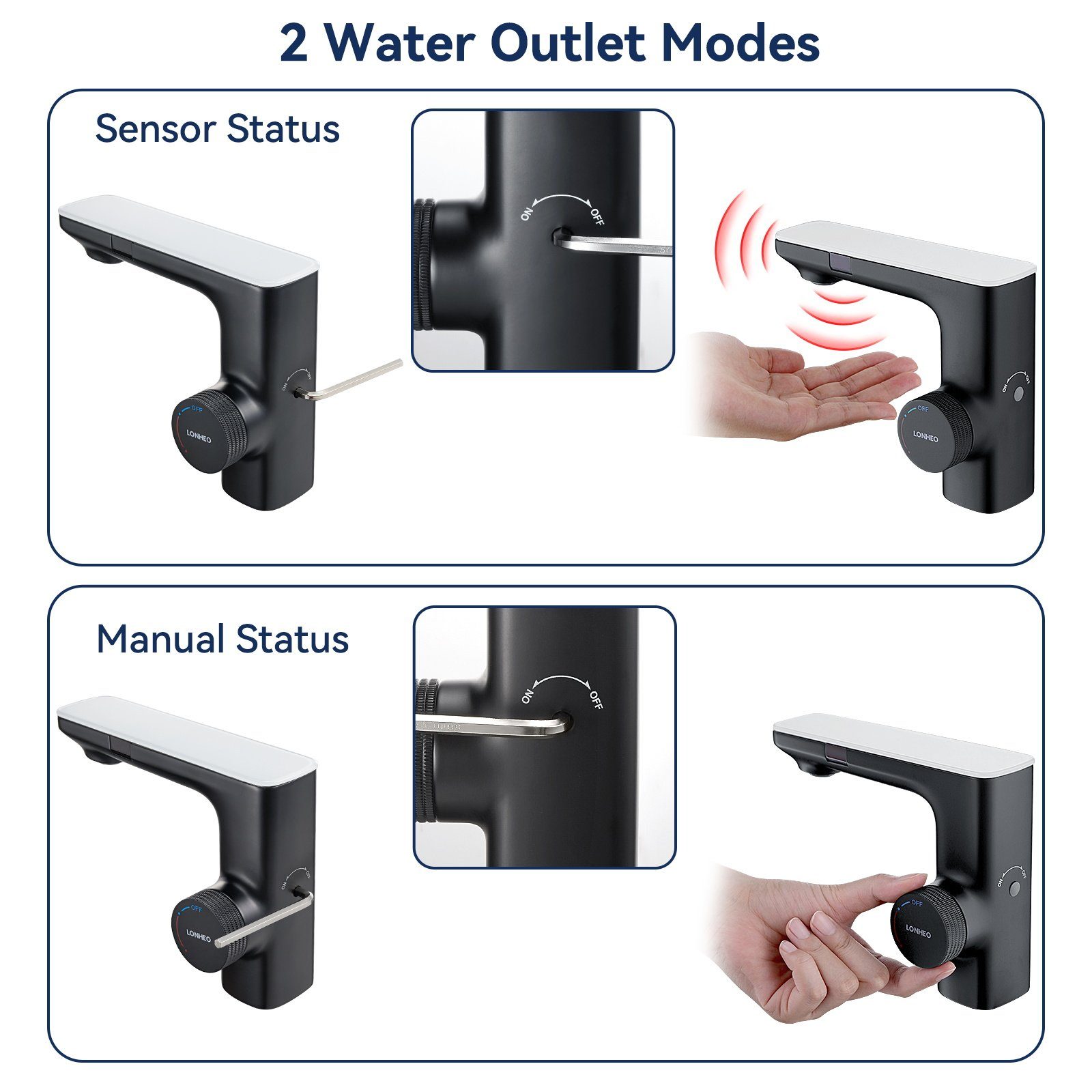 Lonheo Waschtischarmatur Automatik Infrarot IR Sensor Waschbecken Wasserhahn Mischbatterie