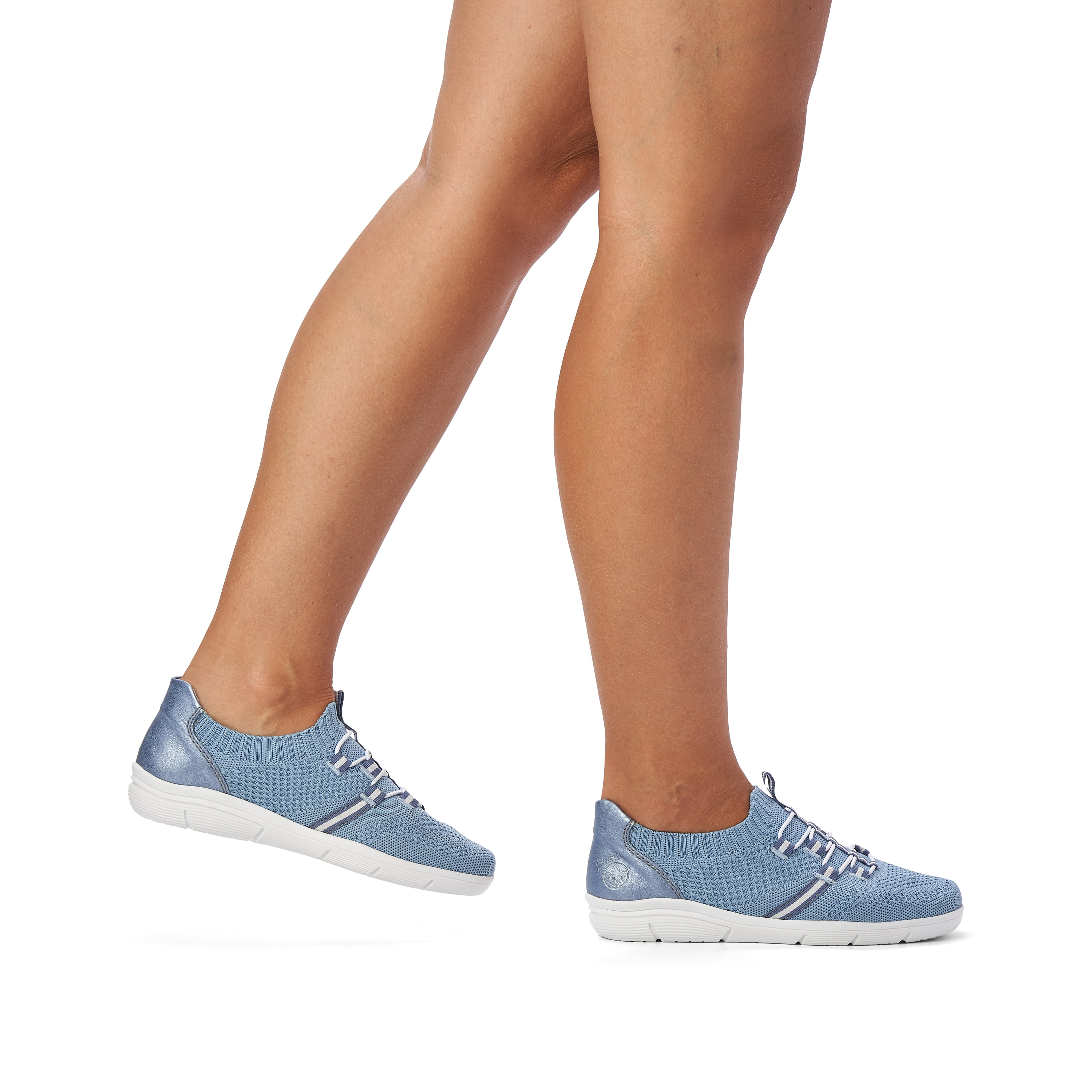 Rieker Damen Slipper himmelblau-reinweiß
