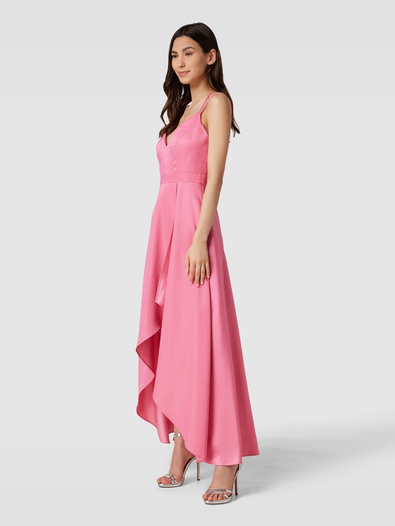 Abendkleid im Vokuhila-Stil in metallic rosa meliert