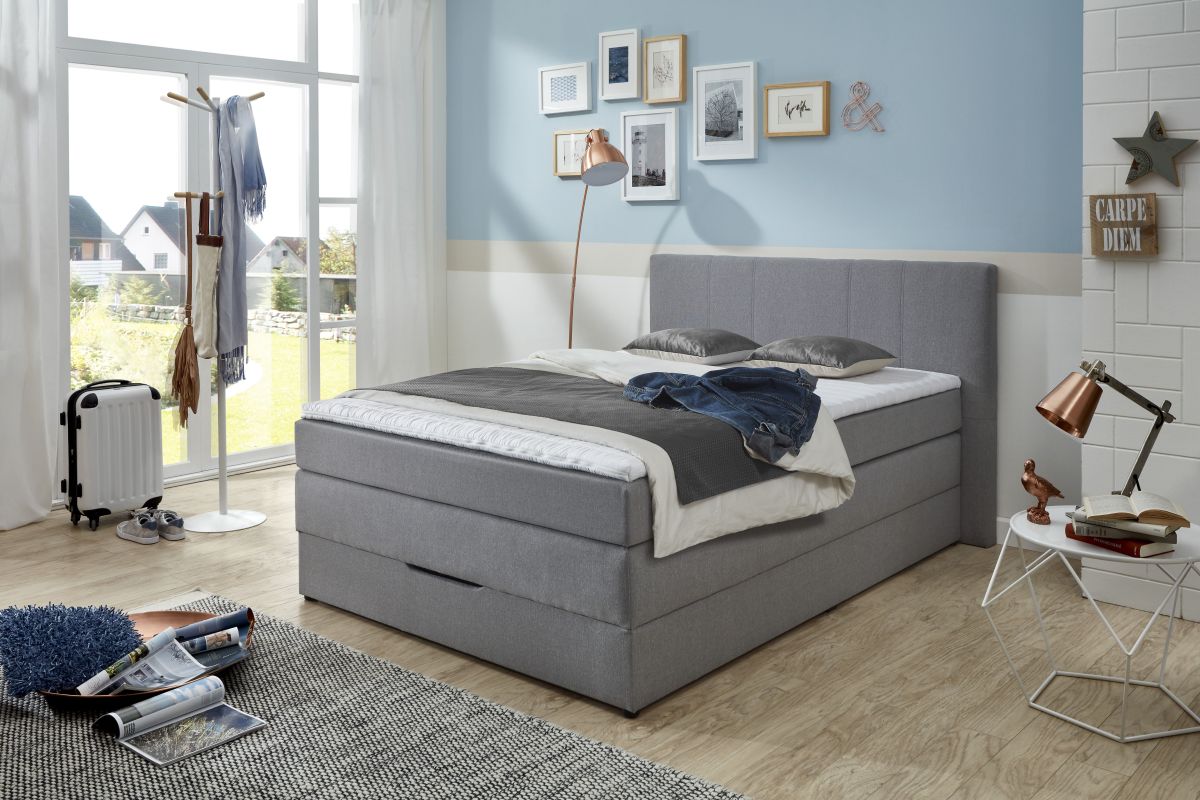 Sun Garden Boxspringbett Florida mit Bettkasten Anthrazit 140 x 200 cm