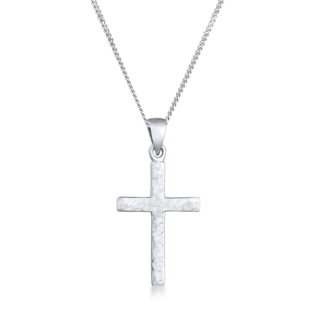 Elli Elli Collier Pendentif femme croix structurée en argent 925 sterling Bijoux