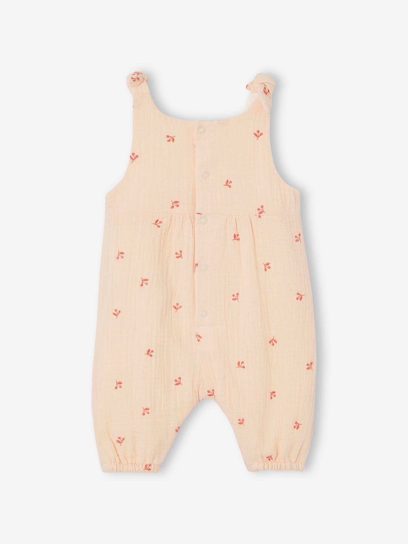 Vertbaudet Mädchen Baby Overall, bestickte Motive - dunkelbraun