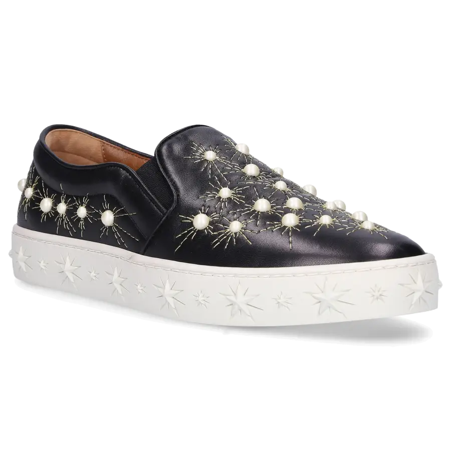 Aquazzura - Slip Ons COSMIC PEARLS Kalbsleder - schwarz