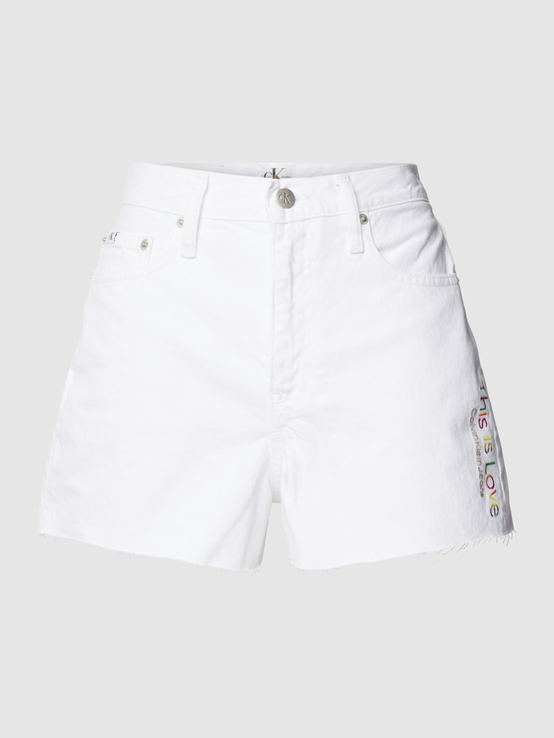 Jeansshorts mit Label-Detail in hellblau