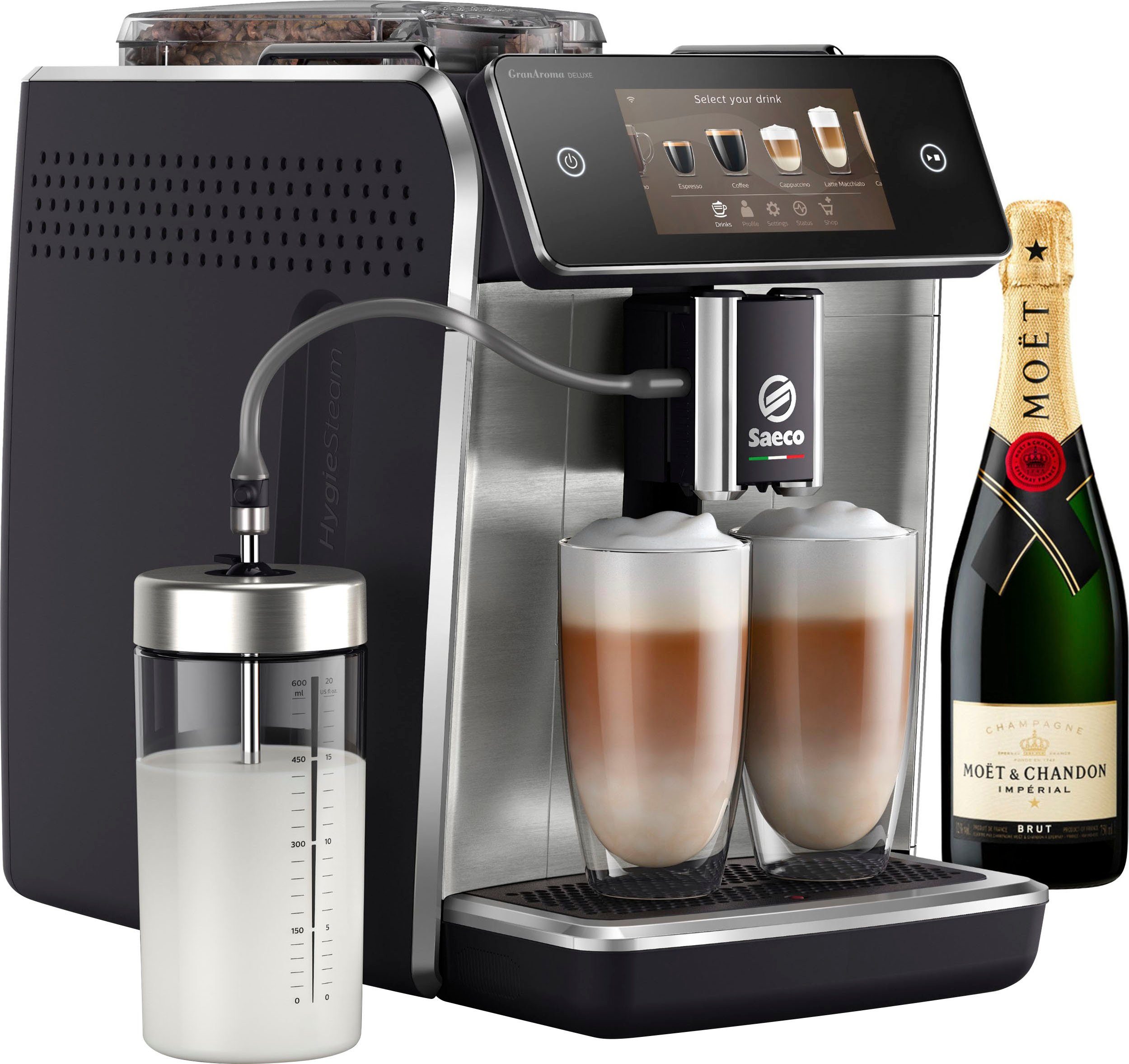 Saeco Kaffeevollautomat Saeco GranAroma Deluxe SM6685/00, Pflegeset CA6707/10 im Wert von UVP 49,99€