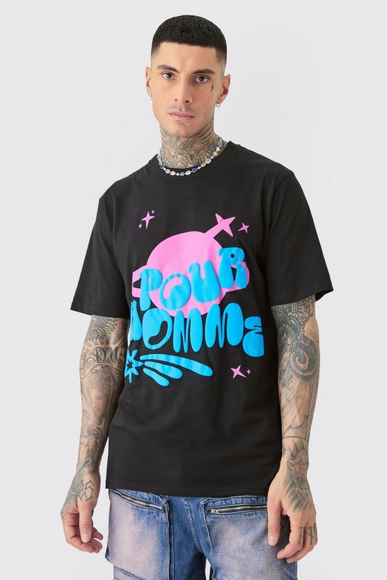 Tall schwarzes T-Shirt mit Pour Homme Print