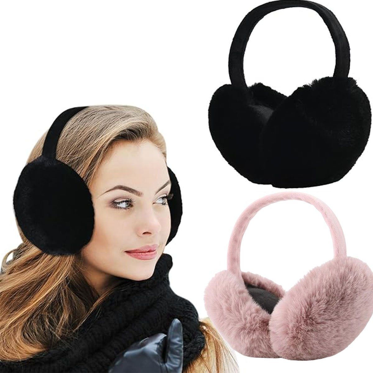 COUNJOYING Ohrenwärmer Ohrenwärmer Damen Winter Plüsch Flauschig Faltbare Ohrwärmer 2 Stück (2-St)