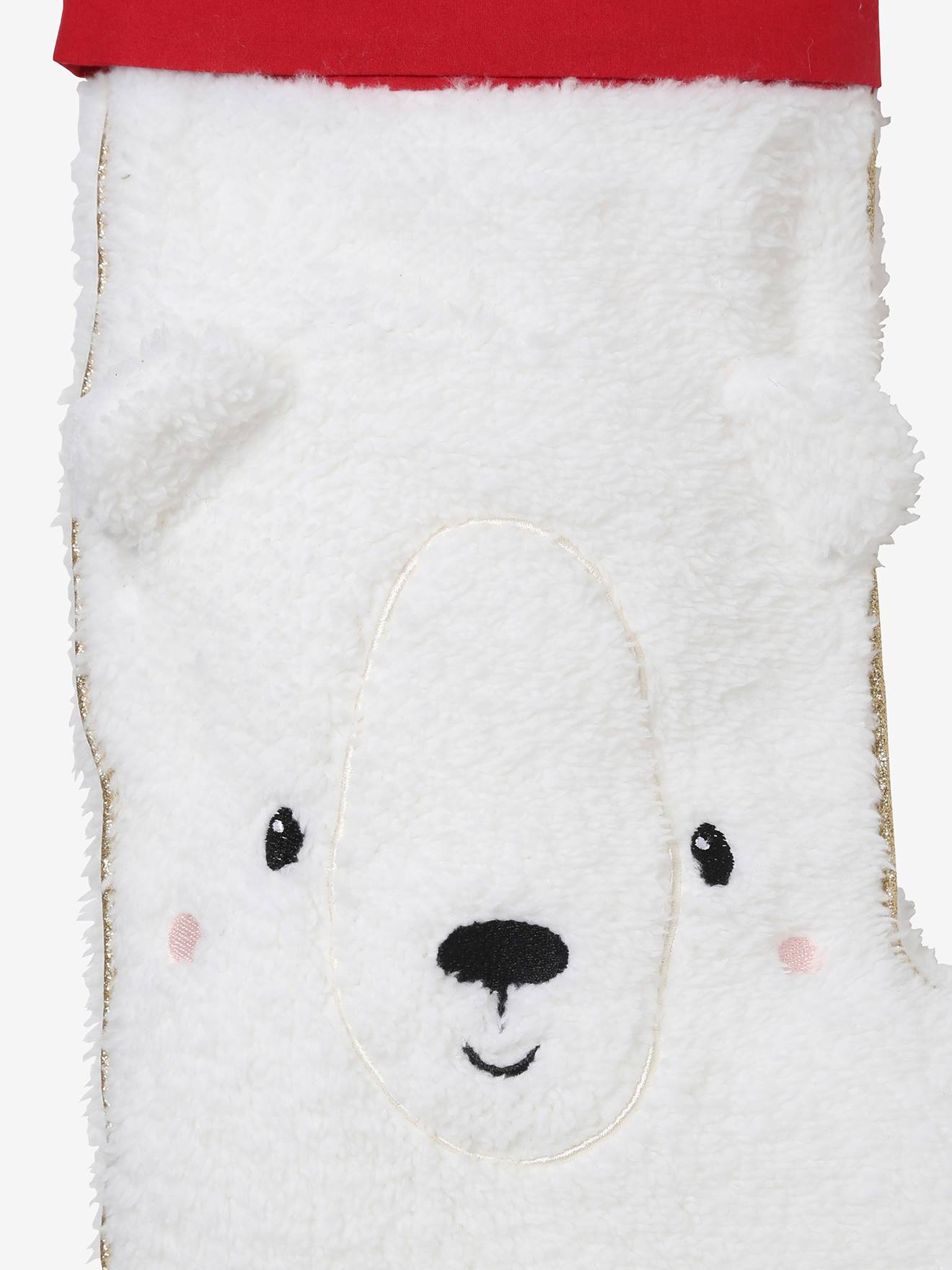 Chaussette de Noël Ours en bouclette personnalisable blanc