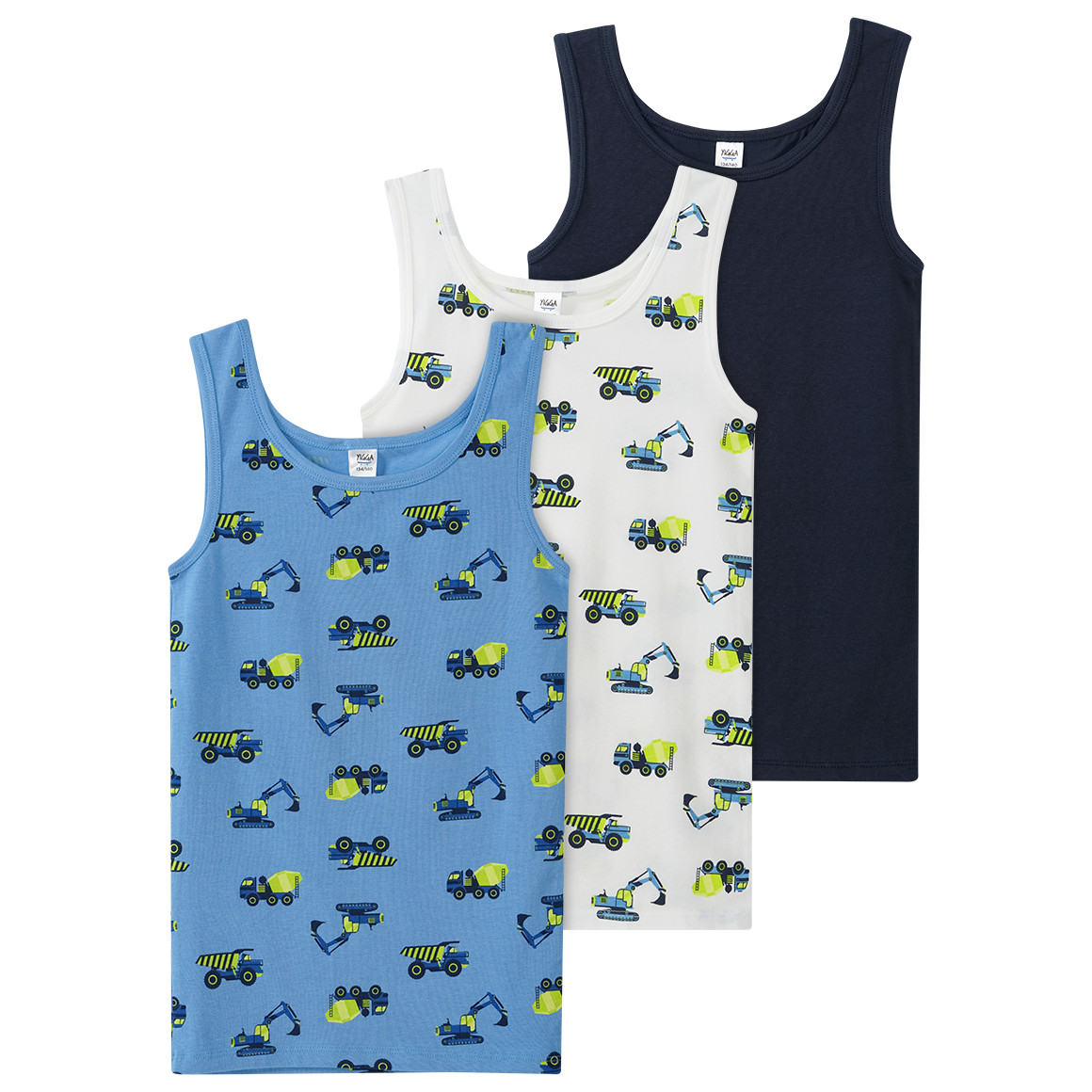 3 Jungen Unterhemden mit Fahrzeug-Motiven