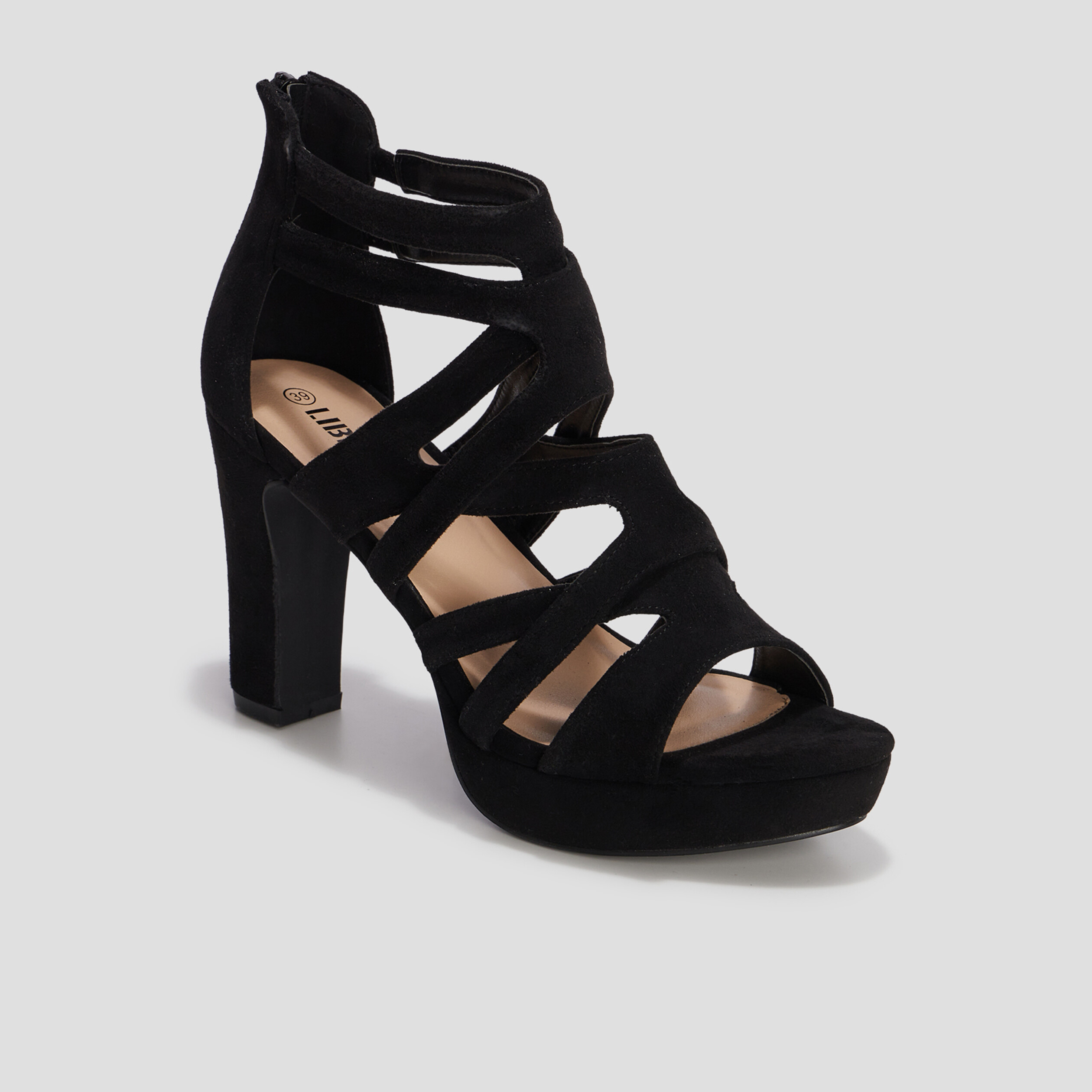Sandales à talons avec brides noir femme | La Halle