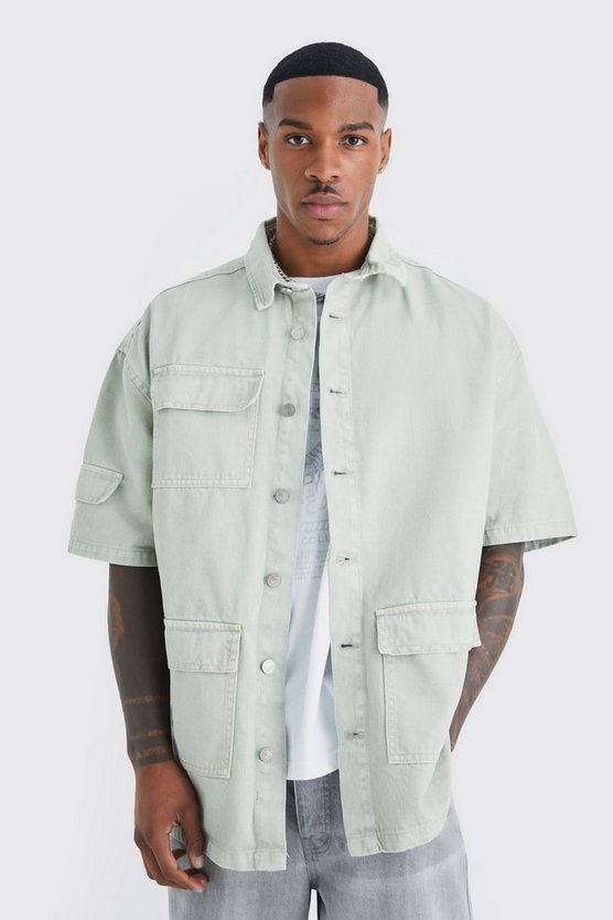 Kastiges Cargo-Jeanshemd