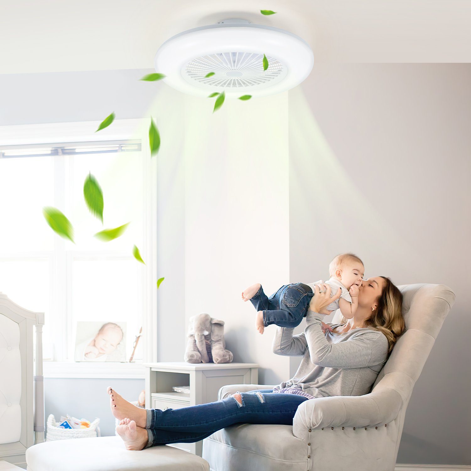 Gimisgu Deckenventilator 80W Deckenventilator Mit Fernbedienung Timer Beleuchtung Dimmbar