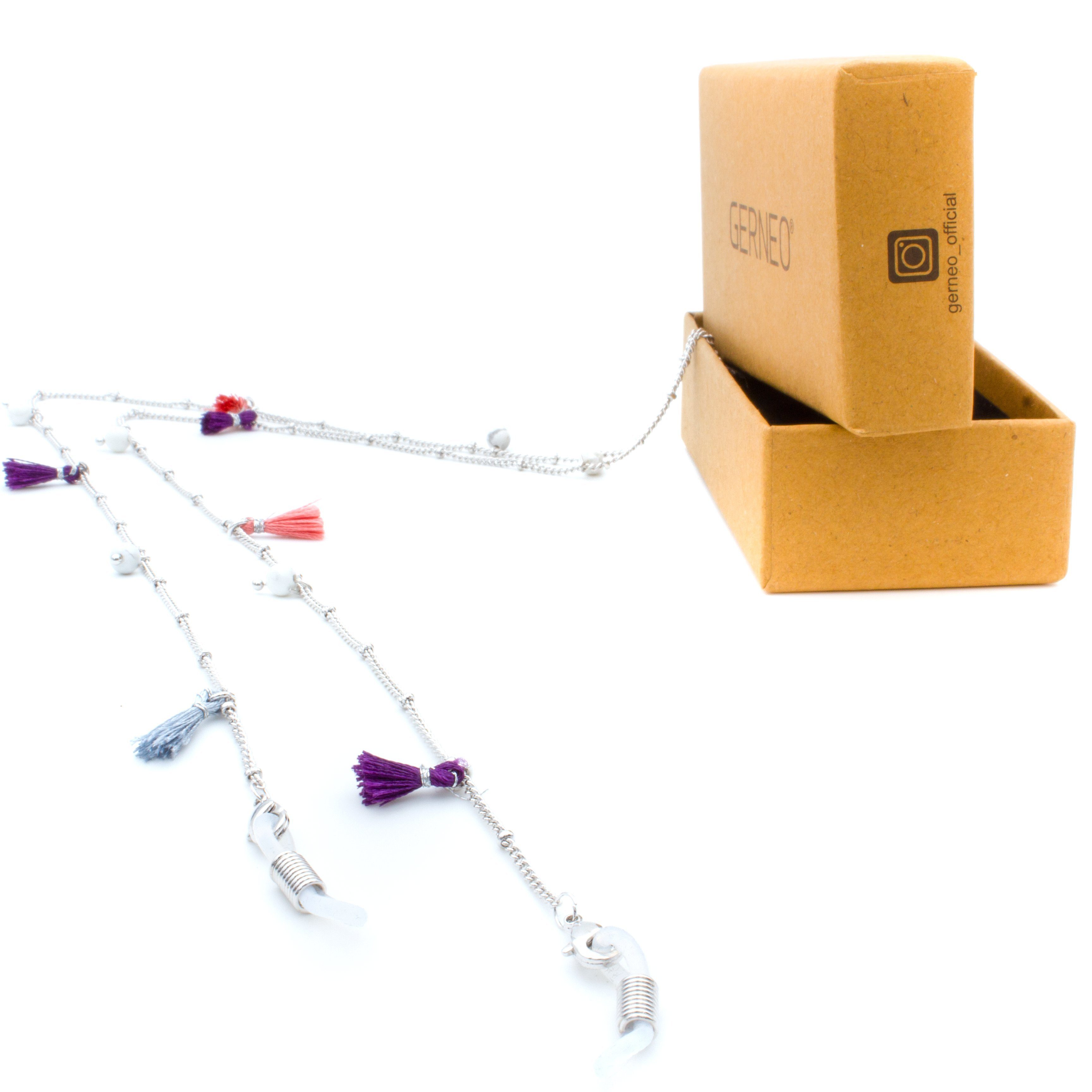 GERNEO Brillenkette GERNEO® - Fiji - Premium Brillenkette & Brillenband Perlen & Fähnchen, Versiegelung aus 18 Karat Gold oder 925er Silber - Pastelltöne
