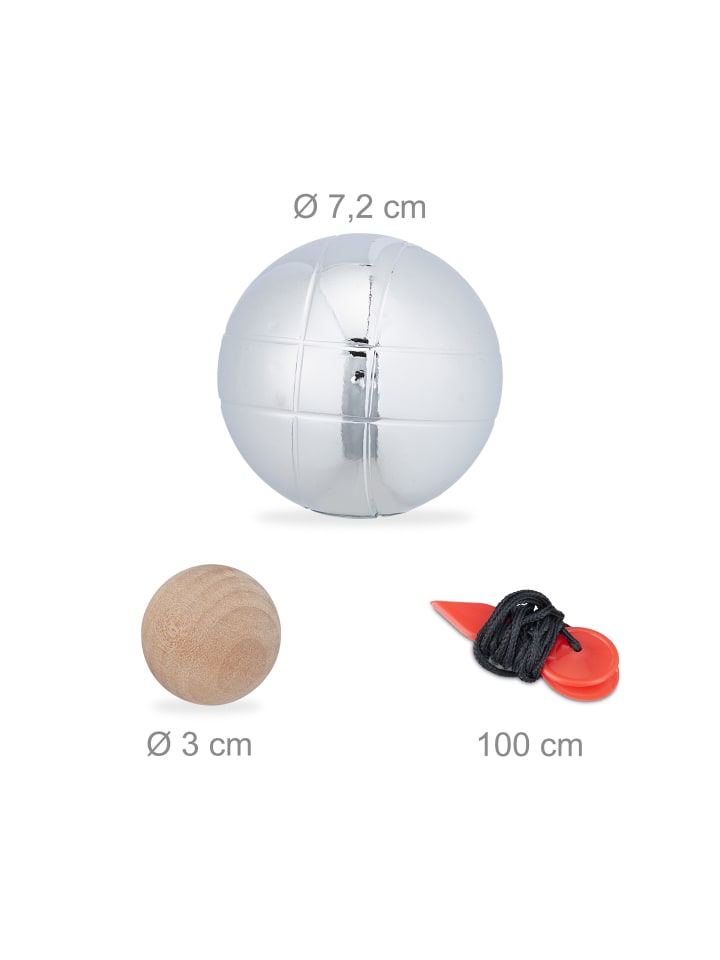 relaxdays 9-tlg. Boule Kugeln Set in Natur/ Silber günstig kaufen onesize