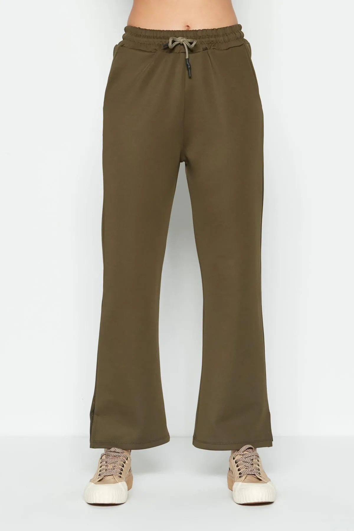 C&City  Jogginghose mit Schlitz und spanischem Bein, 843 Khaki