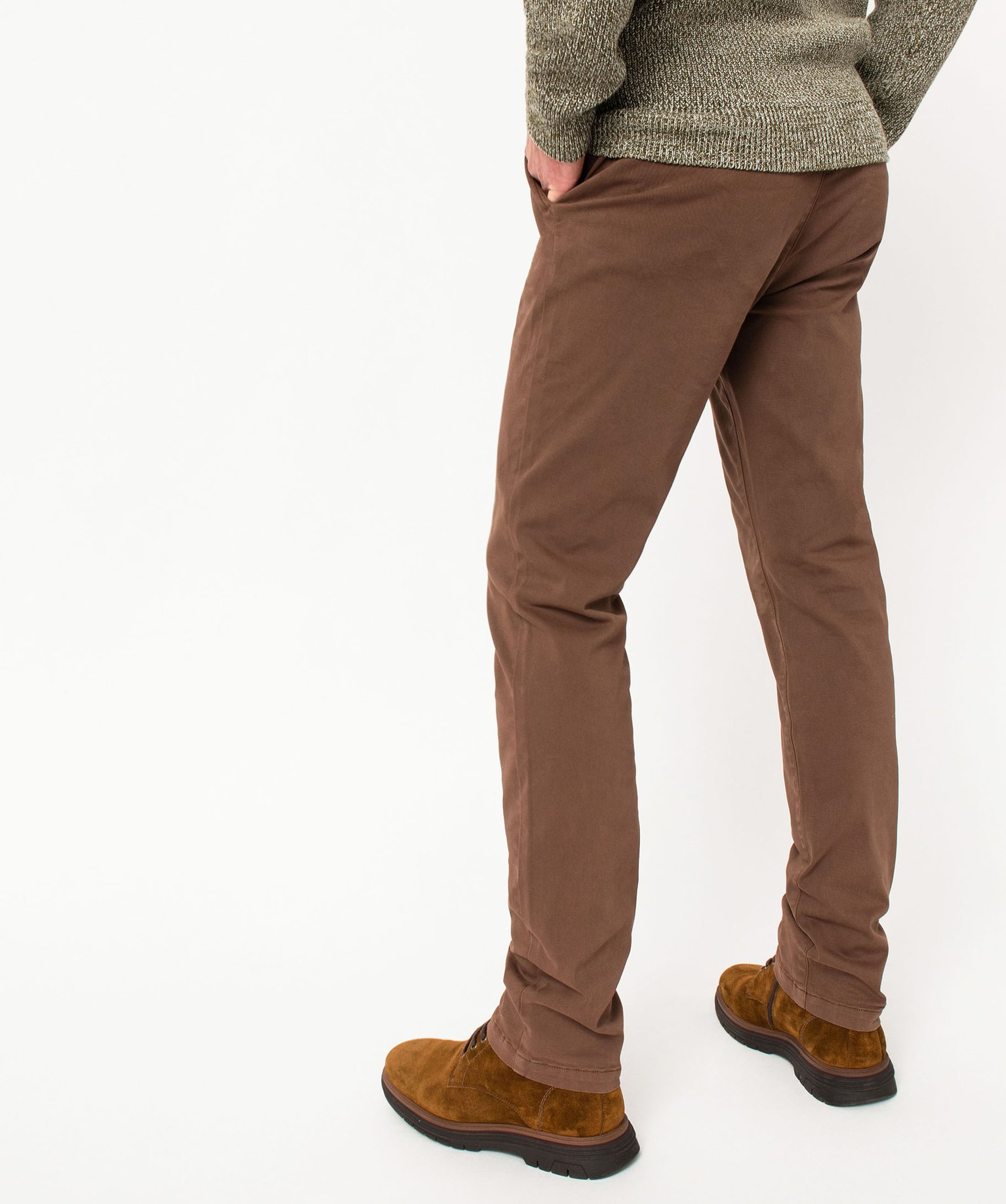 Pantalon chino en coton stretch homme marron | GEMO