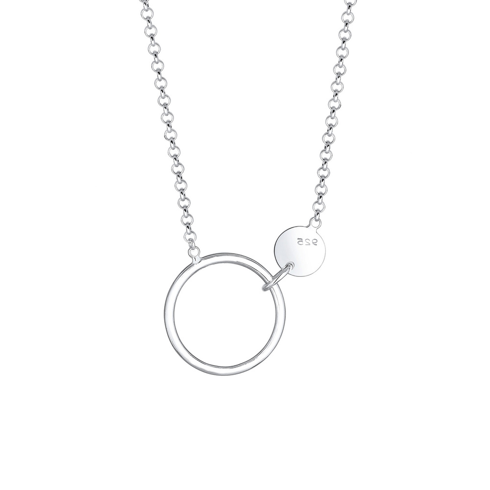 Elli Elli Collier Pendentifs Plaquettaire Cercle Geo Minimal Collier Femme - (925/1000 Bijoux