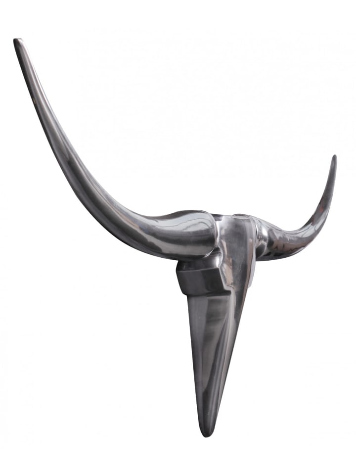 KADIMA DESIGN Bull Geweih, stilvolle Wanddekoration aus Aluminium, elegantes Zuhause in Silber günstig kaufen