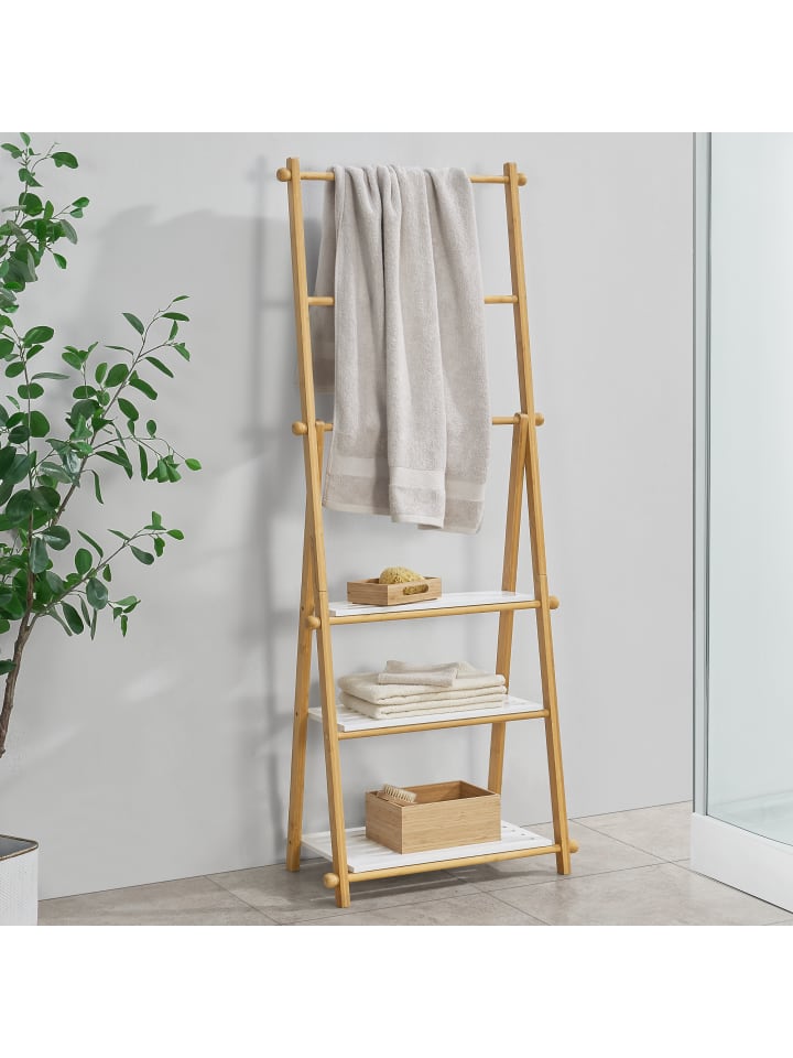 en.casa Badregal Lapinjärvi Bambus in Beige (H)152cm (B)53cm (T)31cm günstig kaufen onesize