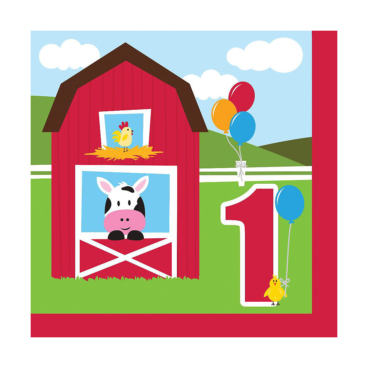 Servietten Farm Babys 1. Geburtstag, 33 cm, 16 Stück
