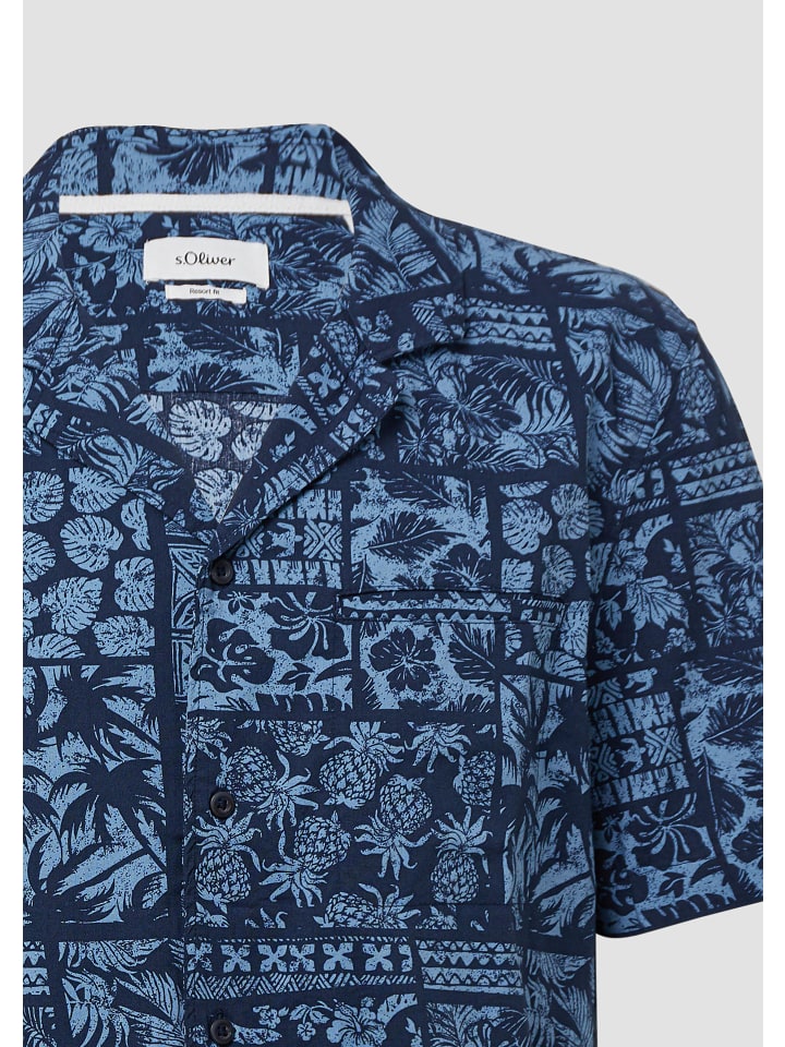 s.Oliver Hemd kurzarm in Blau günstig kaufen