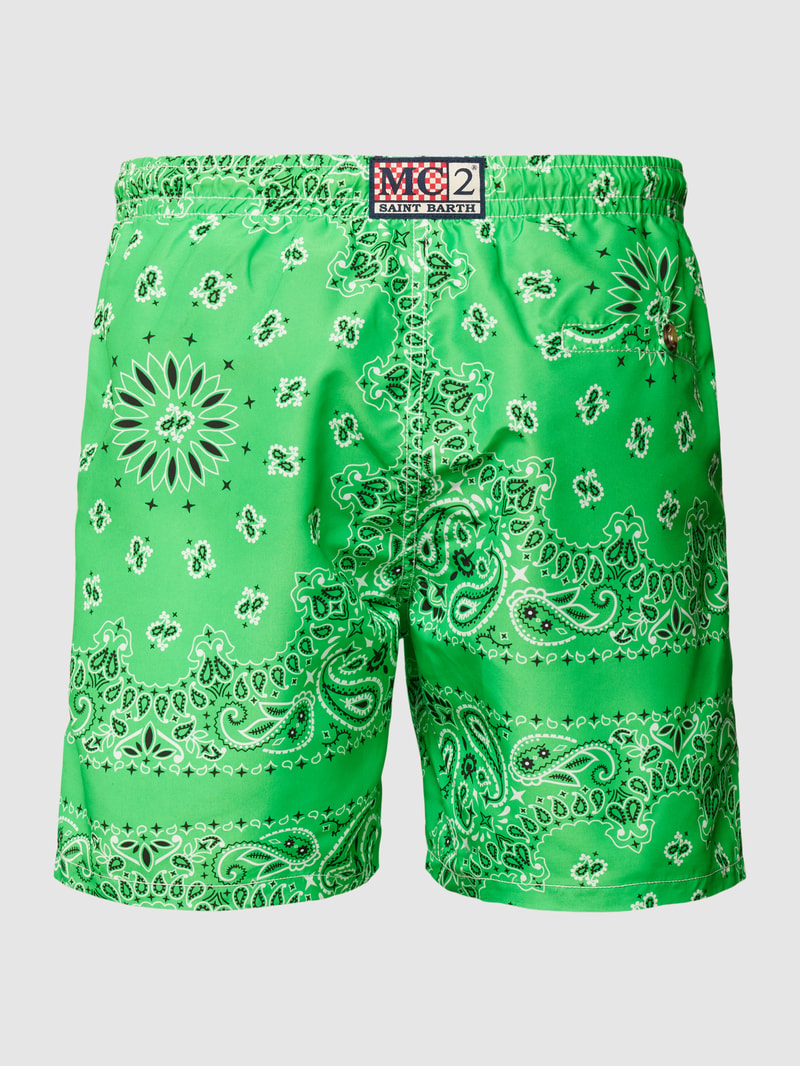 Badehose mit Allover-Print Modell 'CAPRESE' in grün