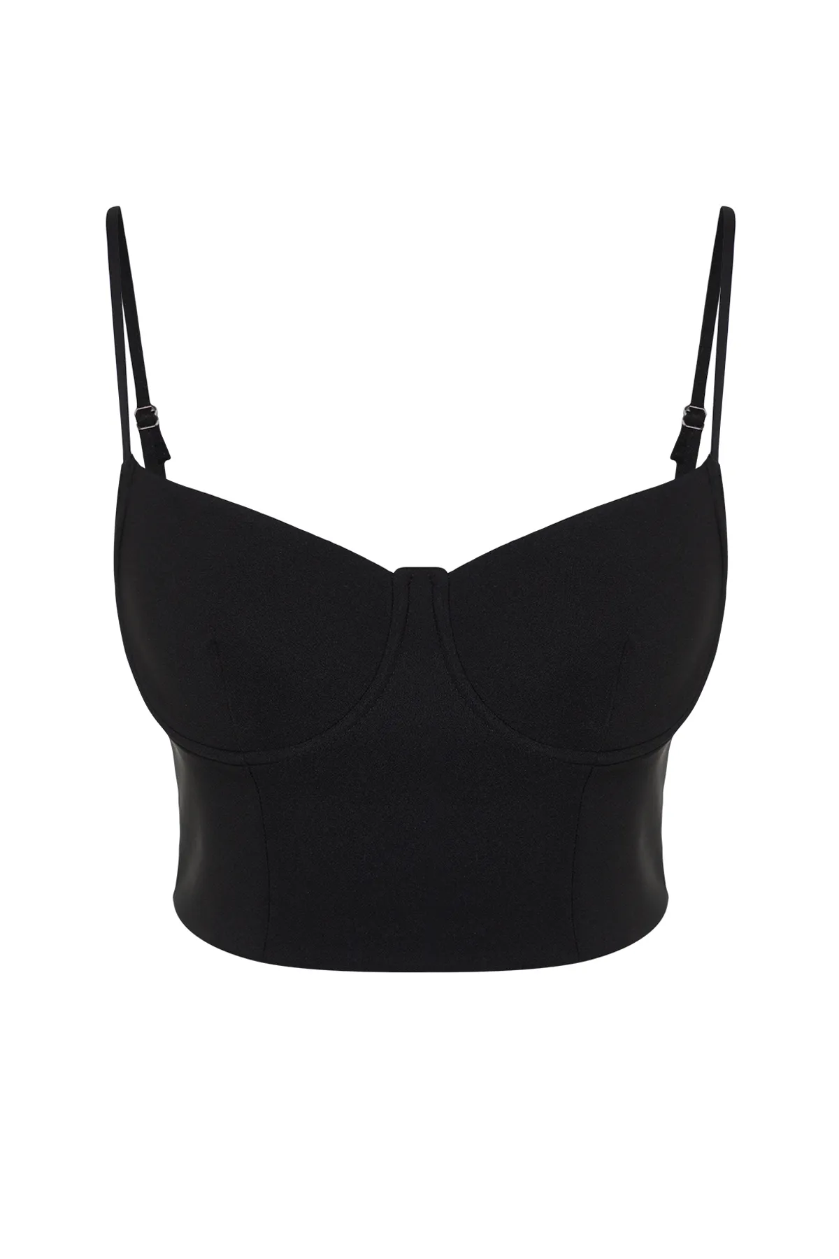 Trendyol Collection  Schwarzes, bauchfreies, gewebtes Korsett mit detailliertem Bustier