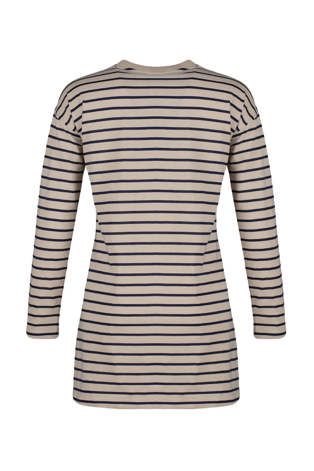 Trendyol Modest  Nerzfarbene gestreifte Stricktunika TCTAW22UK0240