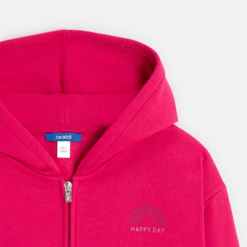 Sweat-shirt à capuche uni rose fille