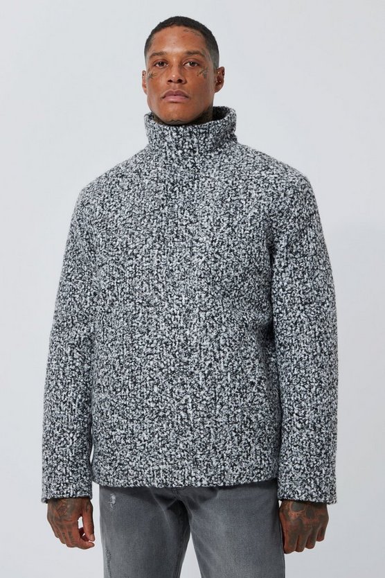 Jacke in Wolloptik mit Trichterkragen