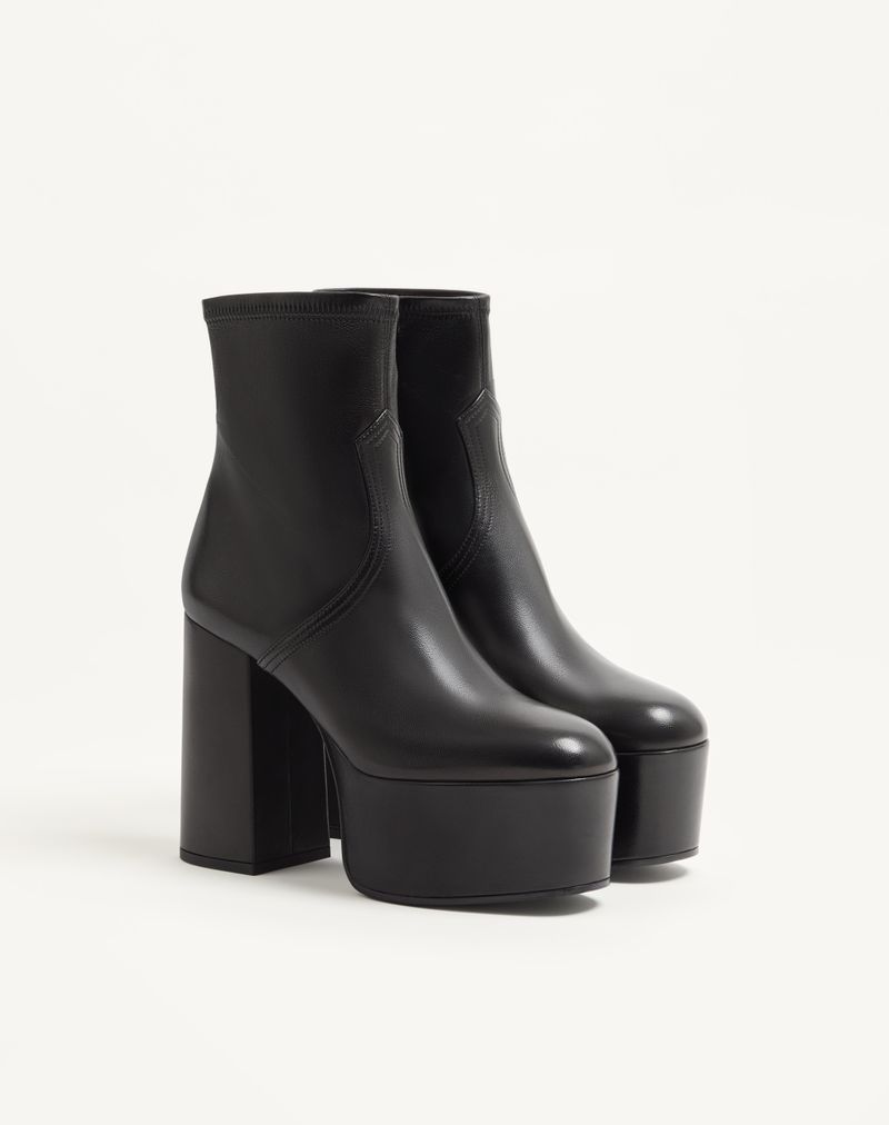 Bota de cano curto com plataforma Fawcette em couro napa elástico de 120 mm