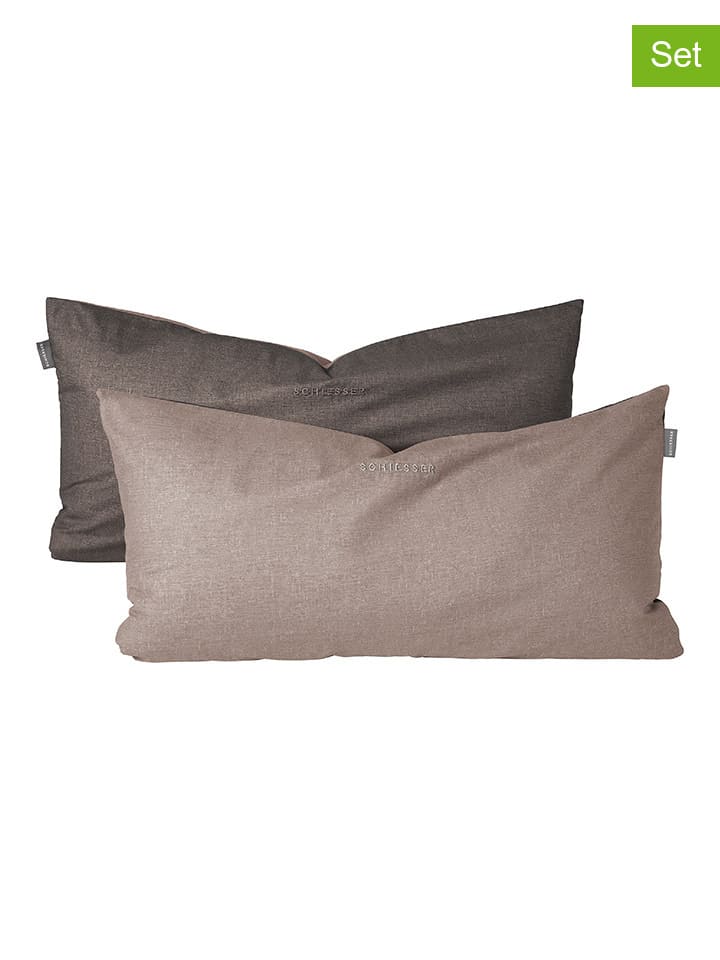 Schiesser 2er-Set: Renforcé-Kissenhüllen in Beige günstig kaufen 40x80 cm