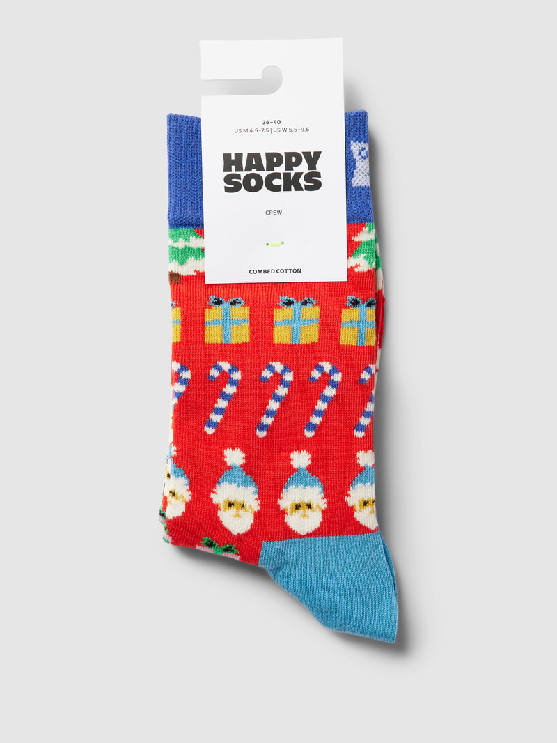 Socken mit Allover-Muster Modell 'All I want for Christmas' in hellrot