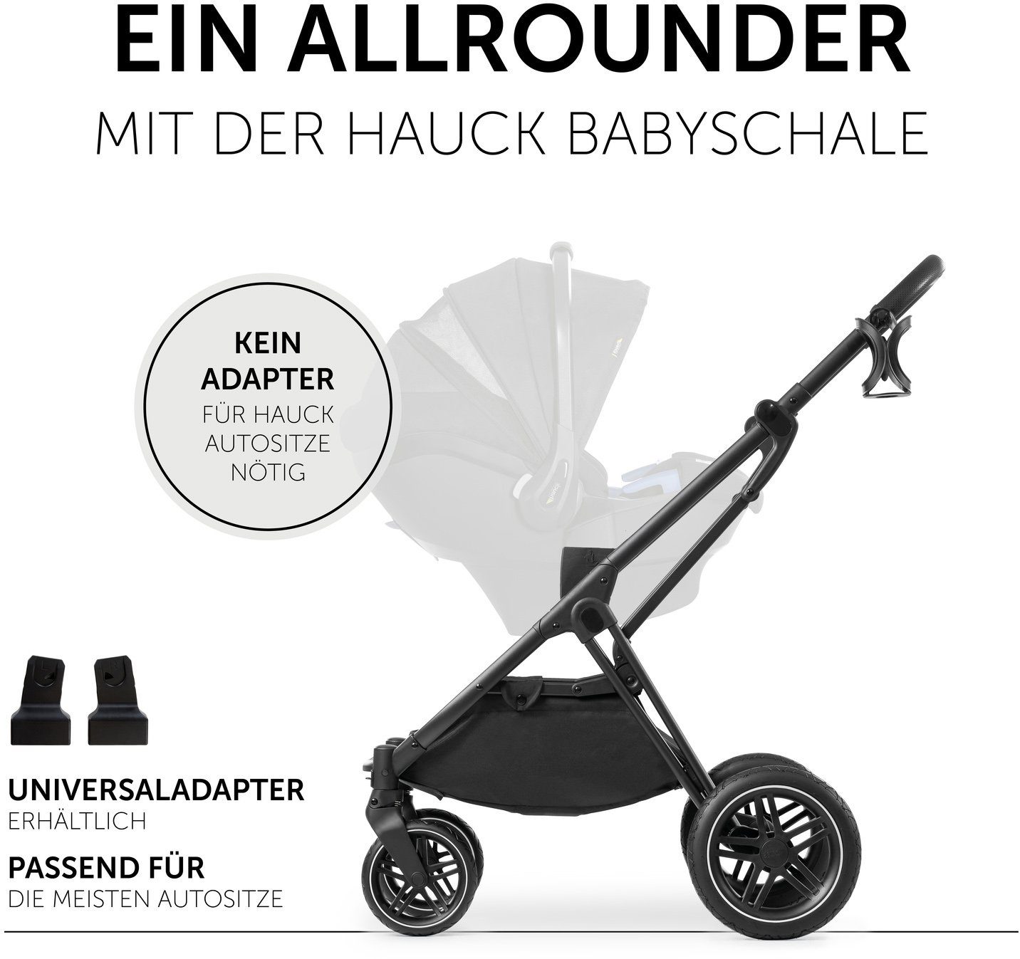 Hauck Kombi-Kinderwagen Vision X, black/beige, (3-tlg), mit Babywanne und Sportwagenaufsatz