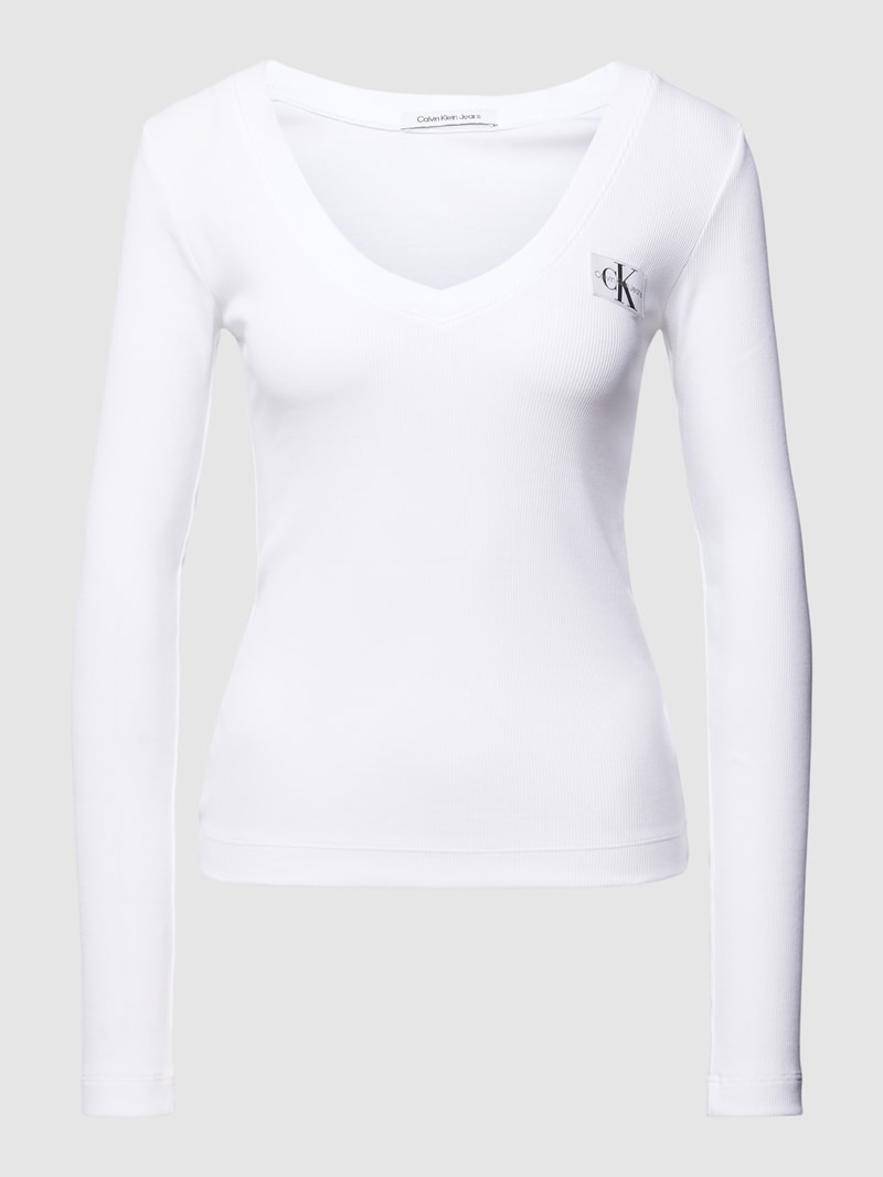 Longsleeve mit Label-Patch in weiss