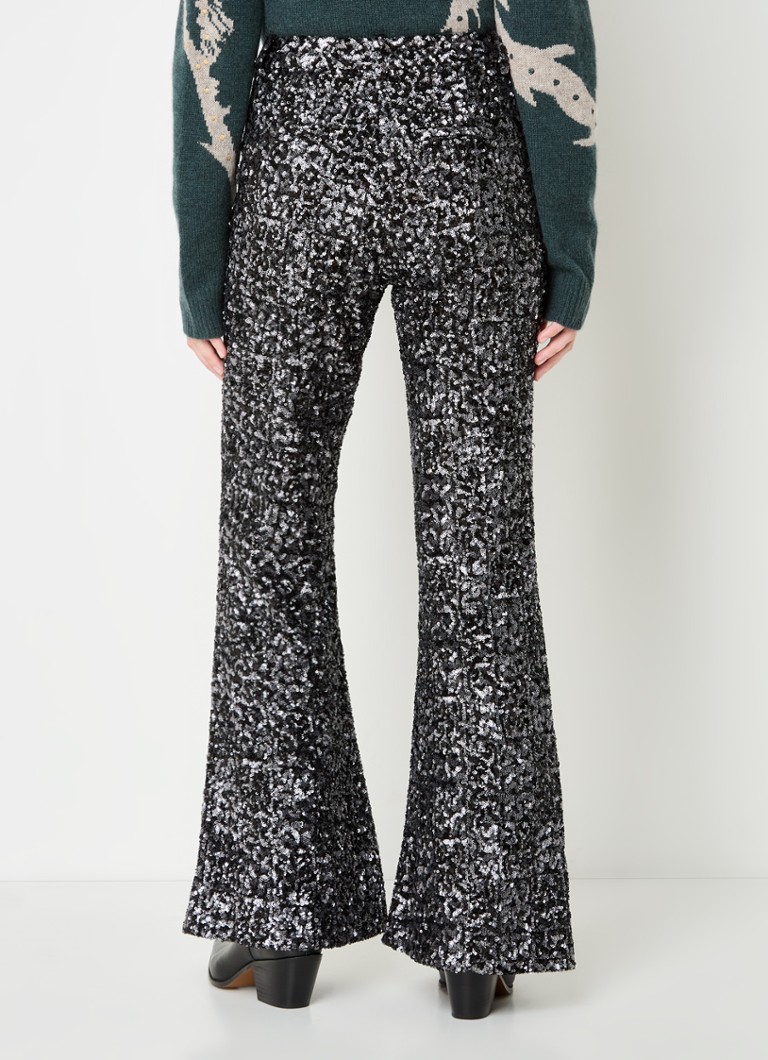 Pantaloni evazați cu talie înaltă din colecția Prevy de la Zadig&Voltaire, decorați cu paiete.