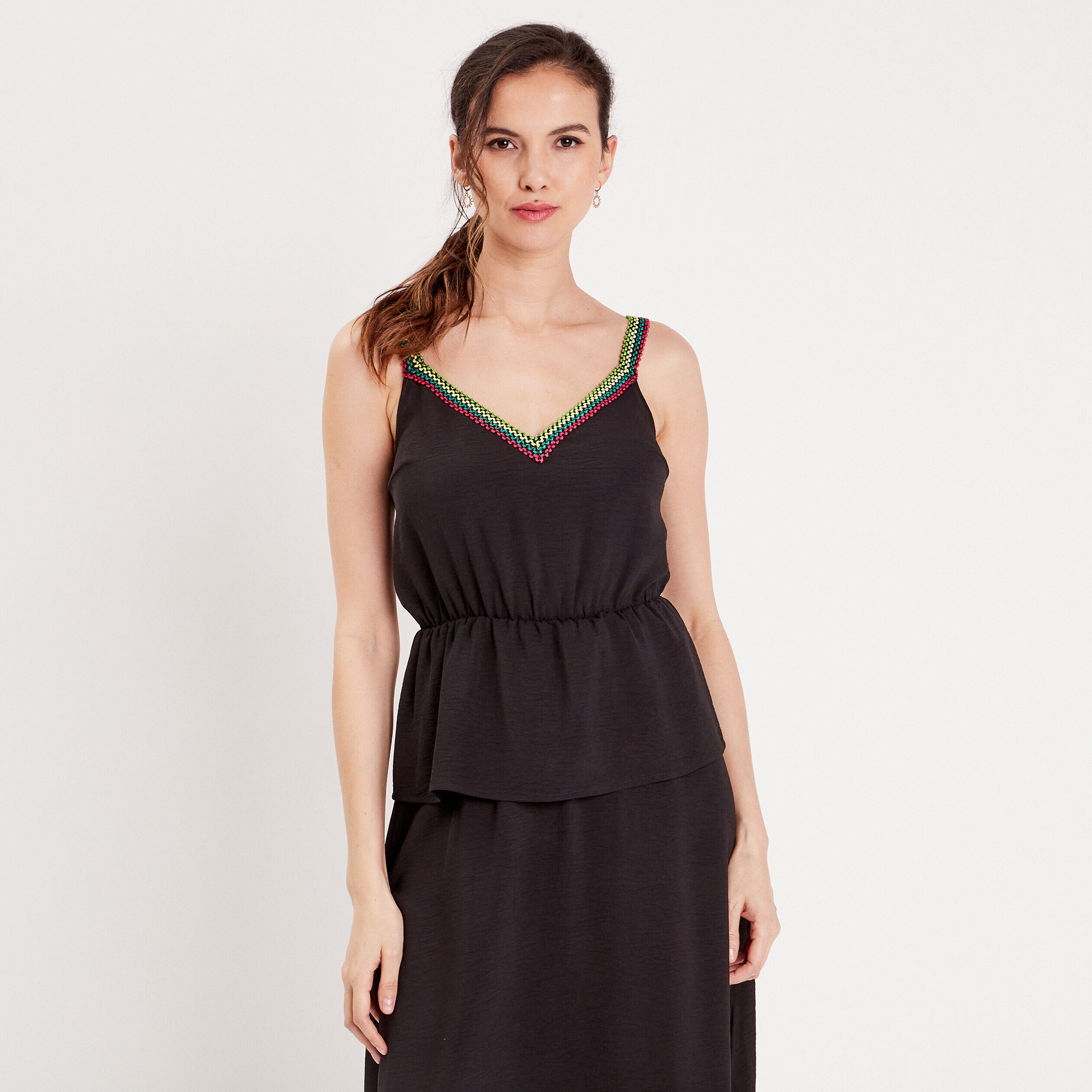 Débardeur élastiqué noir femme | Cache Cache