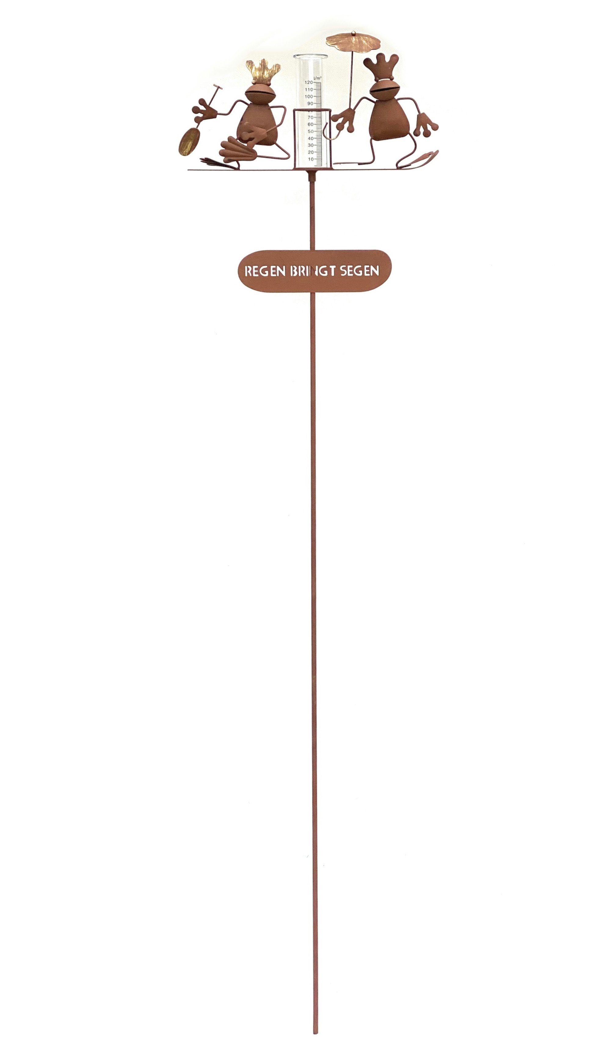 DanDiBo DanDiBo Stecker Regenmesser aus Metall Wetterfrosch 140 cm Frosch Gartenstecker Niederschlagsmesser Regenmesser