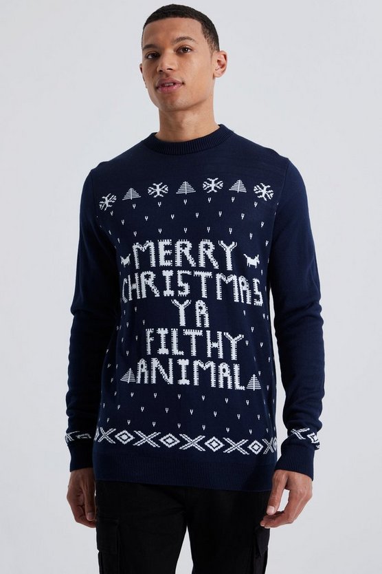 Tall Ya Filthy Animal Weihnachtspullover