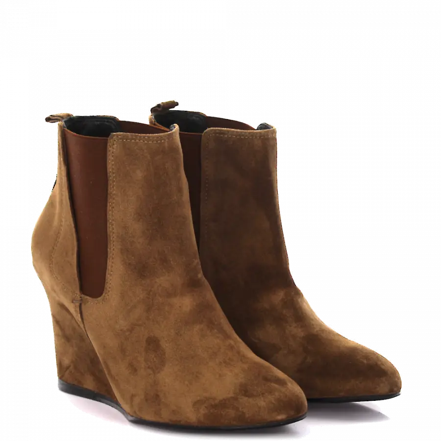 Lanvin - Keilstiefeletten Veloursleder - beige