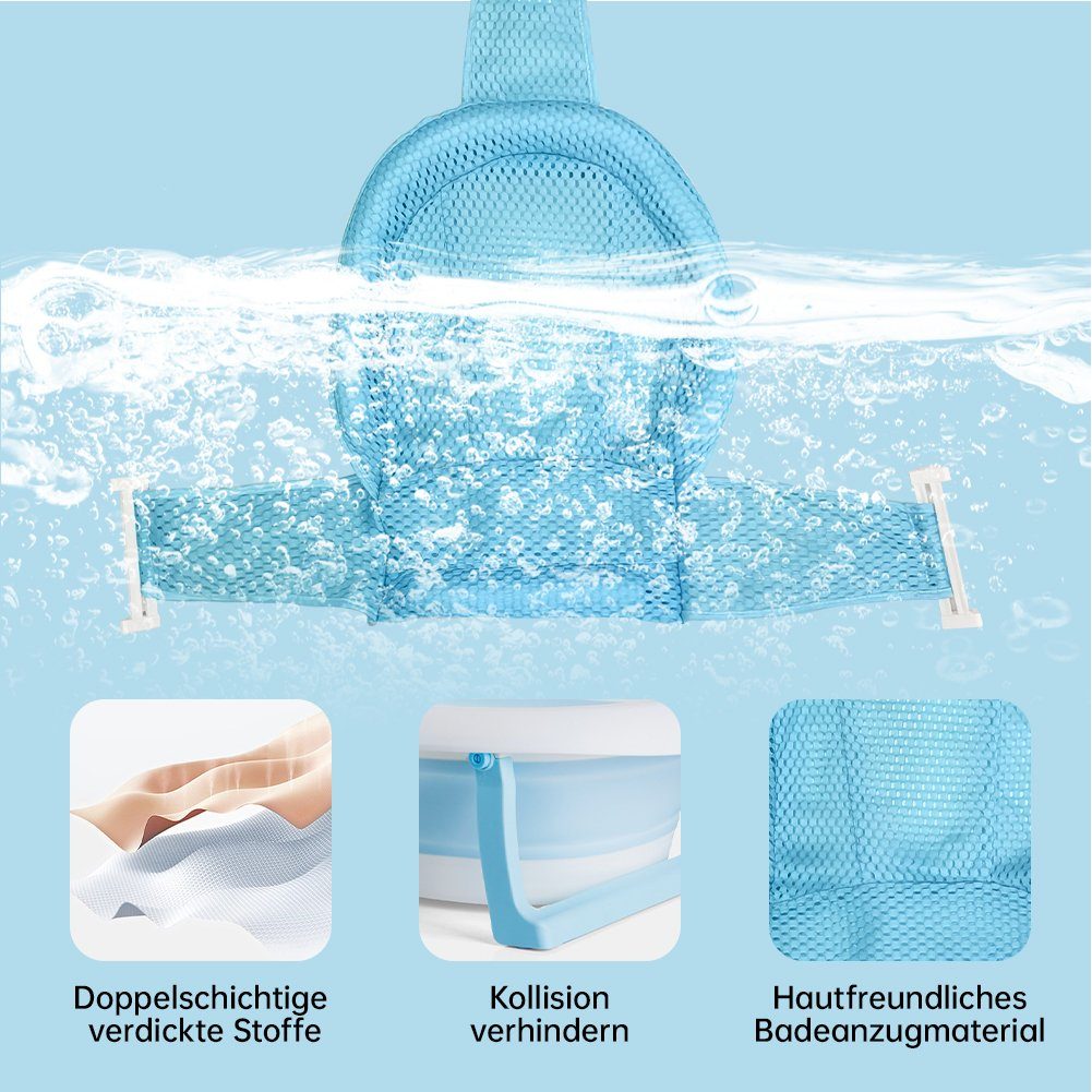 DAKYAM Babybadewanne Badewanne Babywanne faltbar mit verstellbarer Netz–Matratze blau/rosa