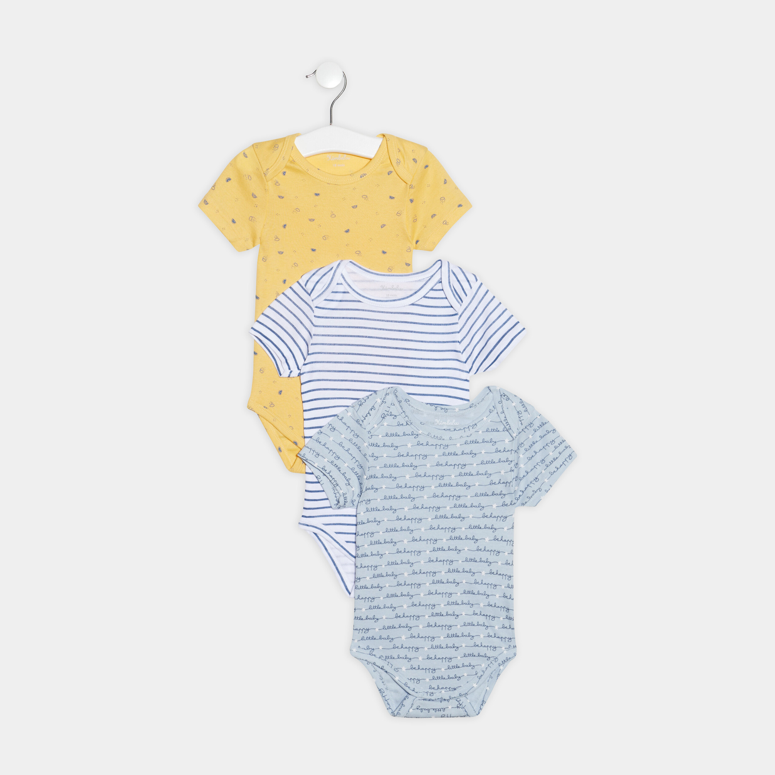 Lot 3 bodies US coton bleu ciel bébé garçon | La Halle