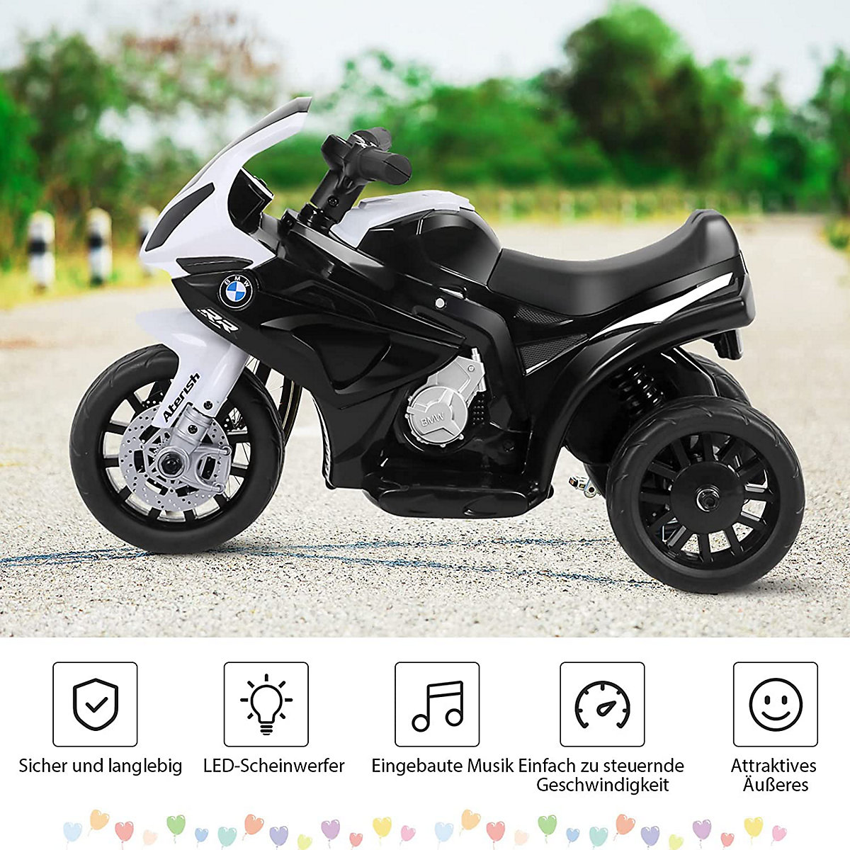 Motorrad BMW mit Musik & Scheinwerfer