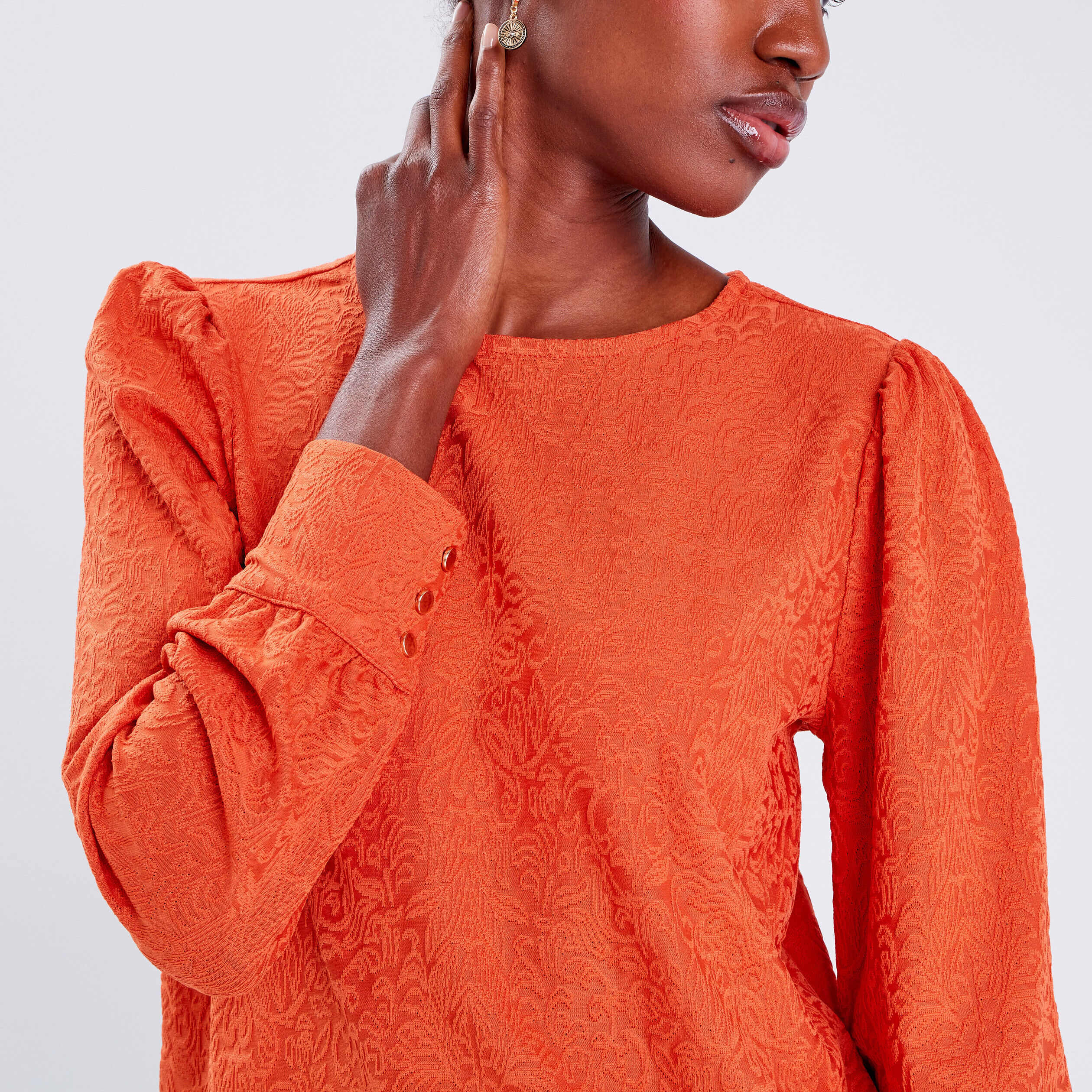 Sweat manches longues orange femme | Cache Cache