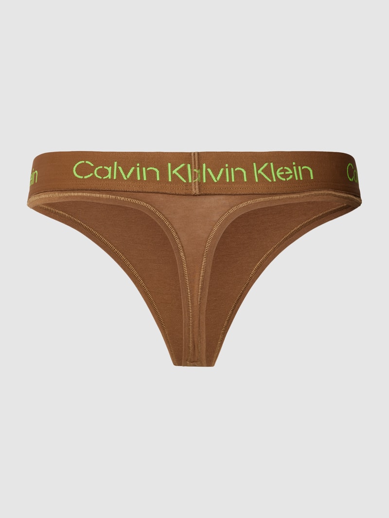 Slip mit Label-Bund in cognac