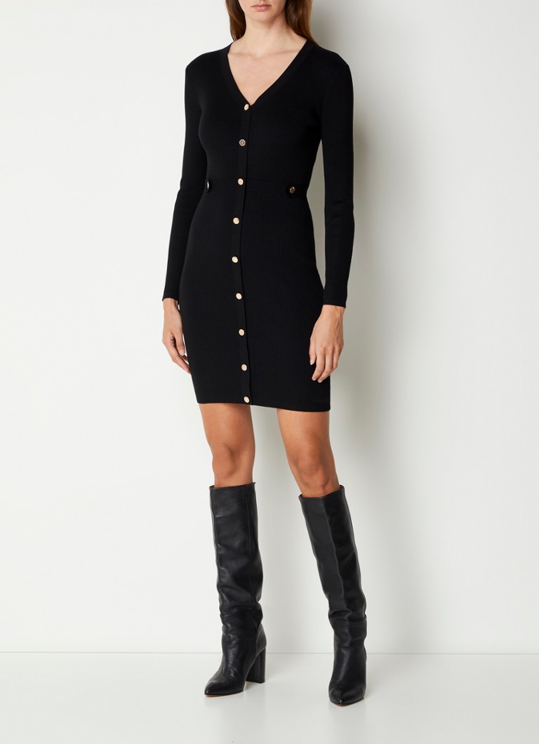Rochie mini Phase Eight Kinza cu nervuri și detaliu cu nasturi